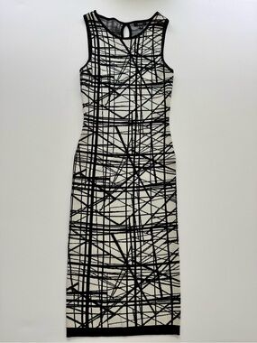 XOXO Black & Cream Geometric Sleeveless Midi Dress